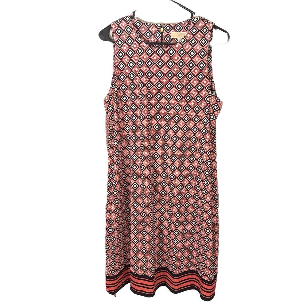 Michael Kors Sleeveless Geometric Pattern Shift Dress Large
